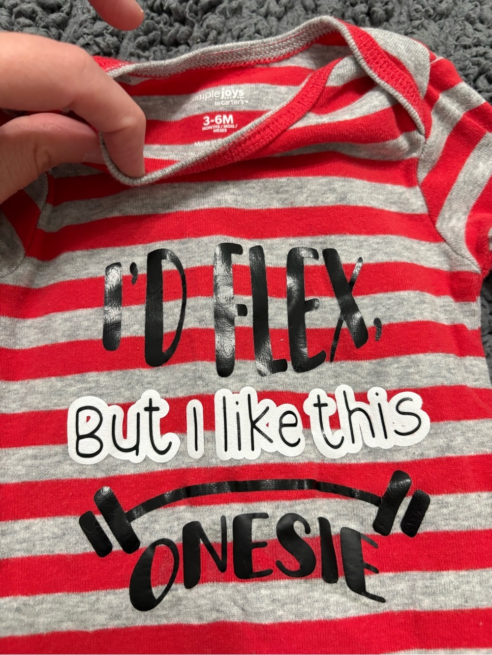 SIMPLE JOYS | Red and Gray Striped Long-Sleeve Bodysuit